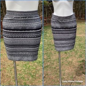 Ann Taylor Loft black and white knit skirt on two body types size S